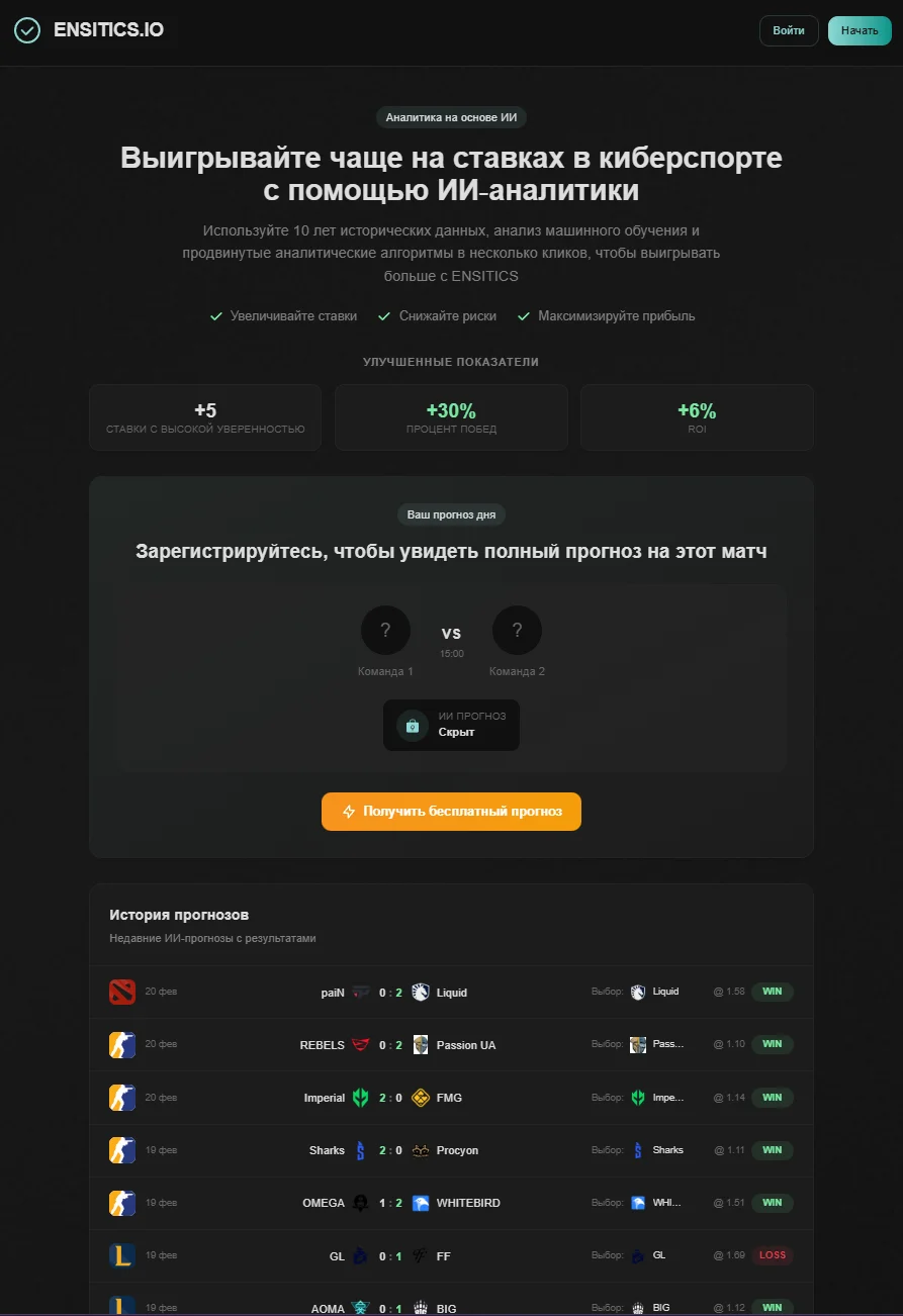 Интерфейс Ensitics.io