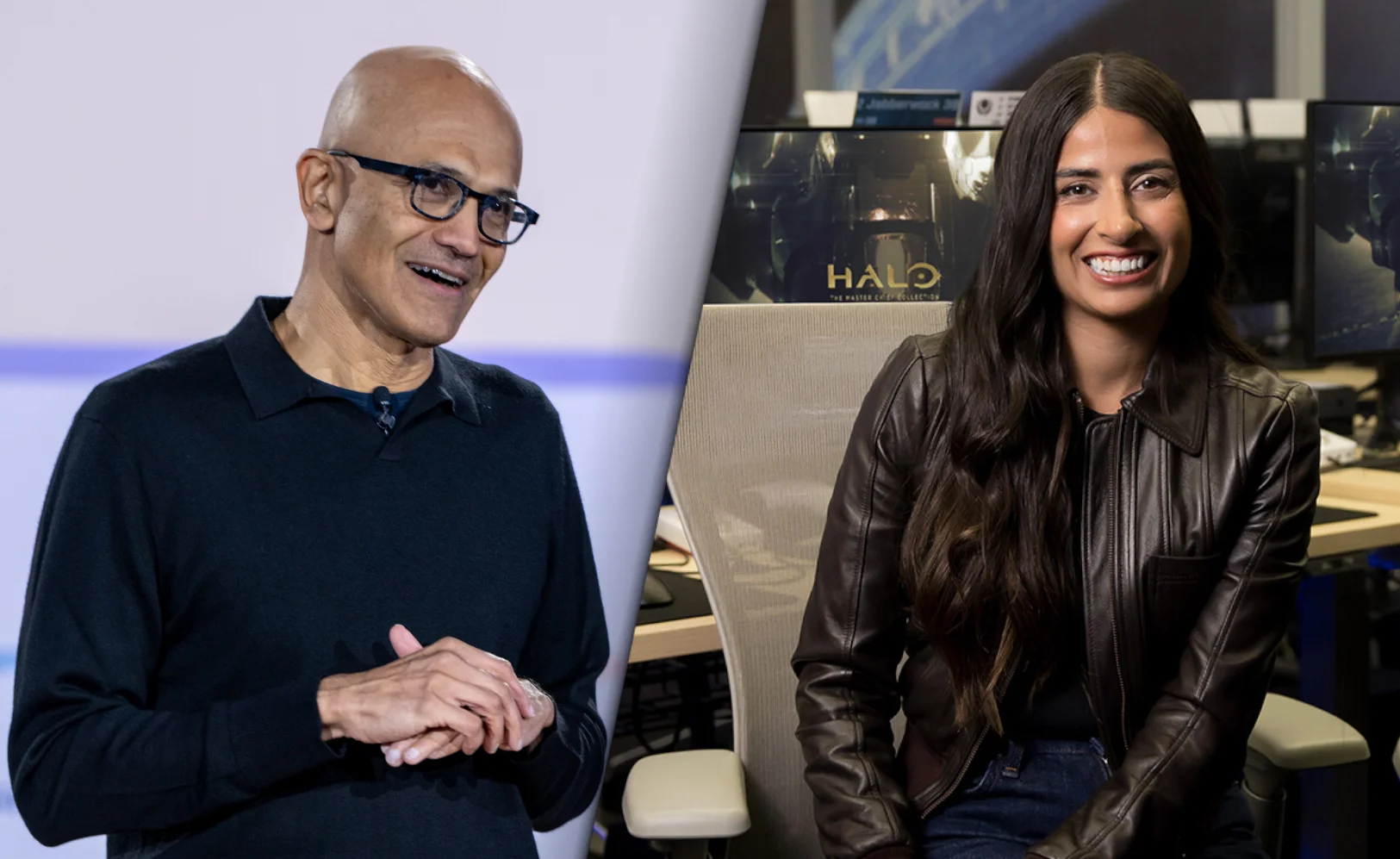 Глава Microsoft Cатья Наделла и Аша Шарма