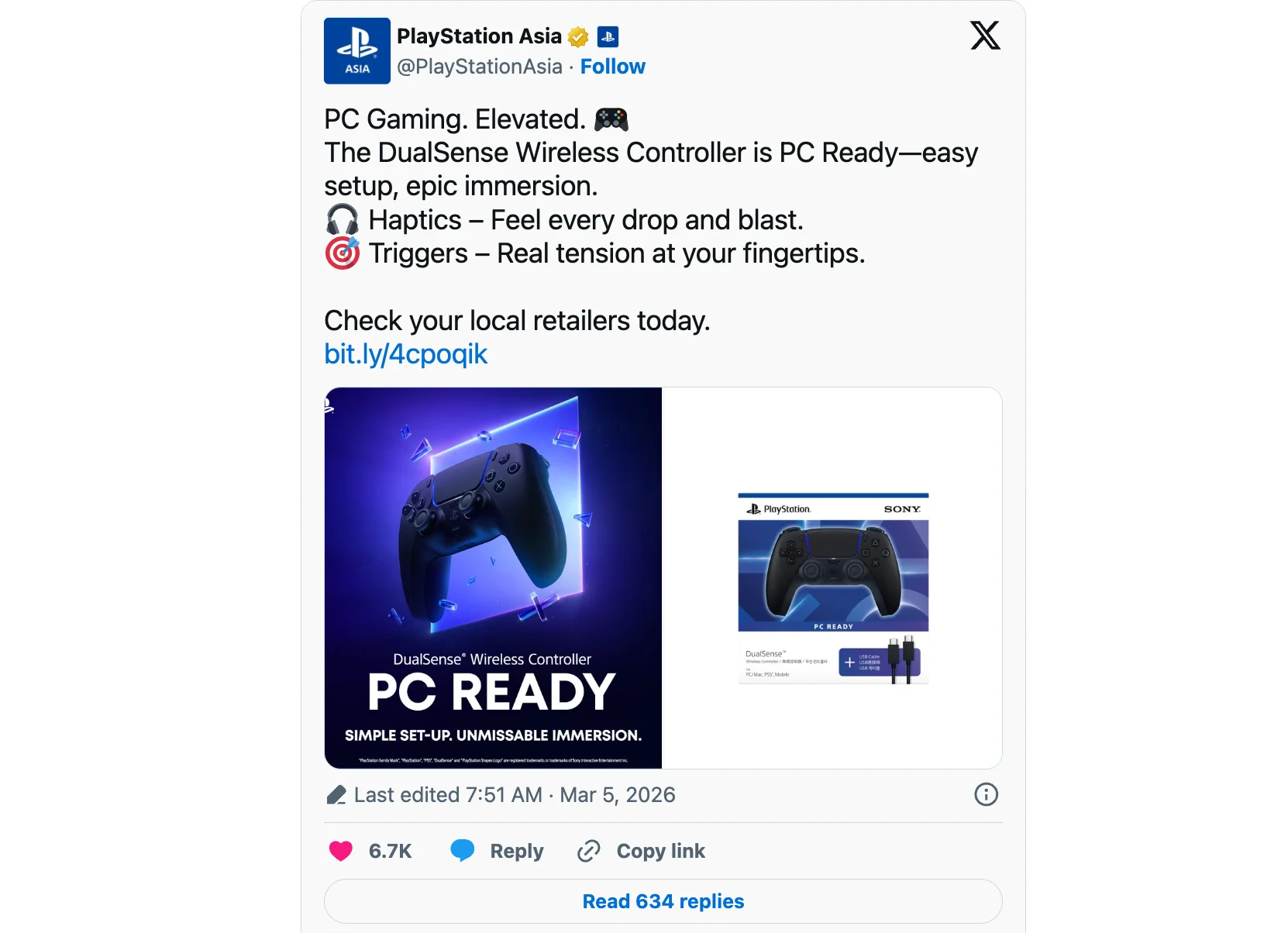 Реклама геймпада в X