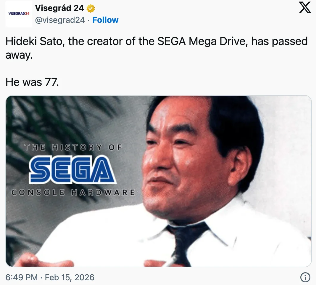 Хидэки Сато, создатель SEGA Mega Drive, ушёл из жизни. Ему было 77
