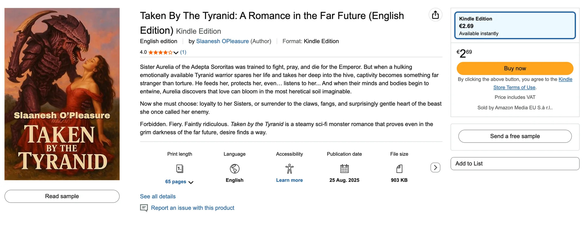 Страница с лотом книги на Amazon